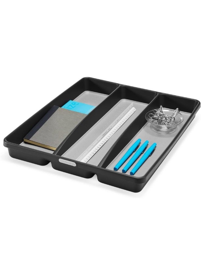 madesmart Classic Utensil Tray Granite | CLASSIC COLLECTION | 3-Compartments | Kitchen Organizer | Non-slip Lining and Rubber Feet | Easy to Clean | BPA-Free Large Black - Image 4